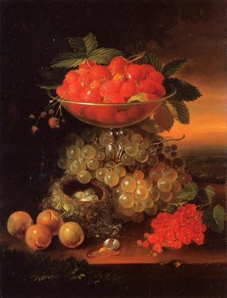 Still Life With Fruit Ad Nest Of Eggs by George Forster