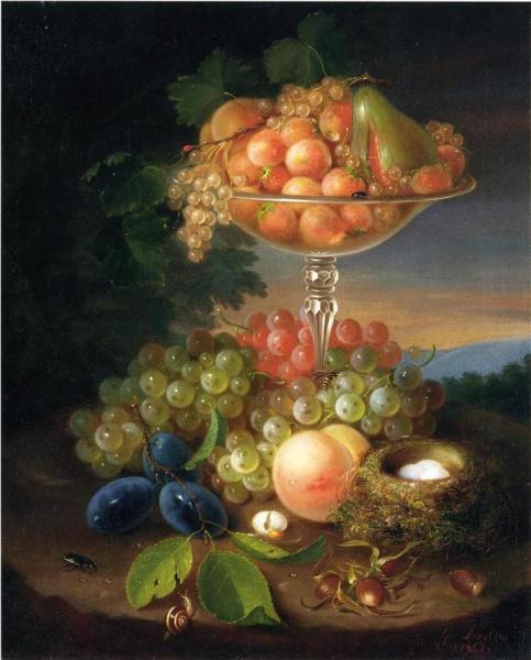 Still Life With Fruit, Nest Of Eggs And Insects by George Forster