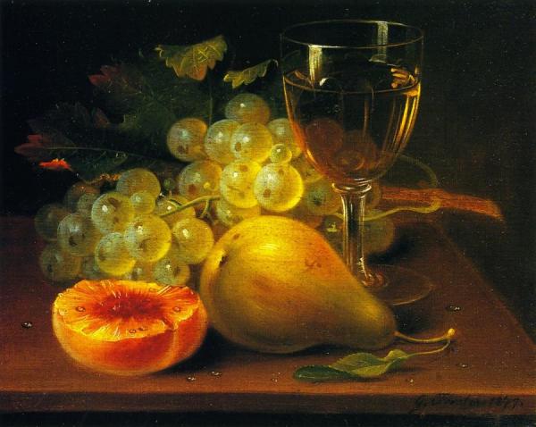 Still Life With Grapes And Glass Of Wine by George Forster Oil Painting Reproductions