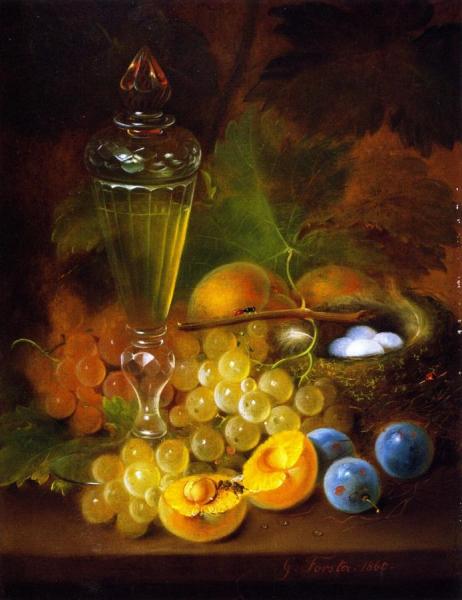 Still Life With Grapes And Nest by George Forster
