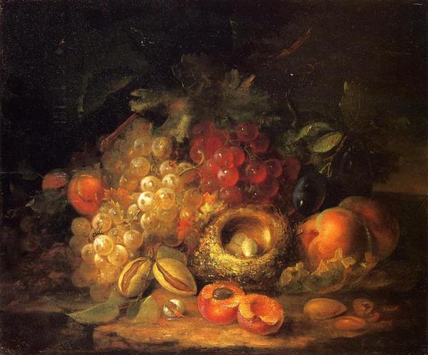 Still Life With Grapes And Peaches by George Forster