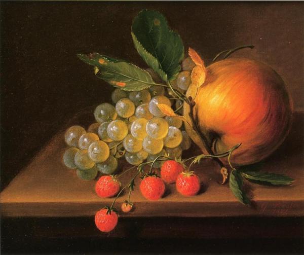 Still Life With Grapes, Apple And Strawberries by George Forster