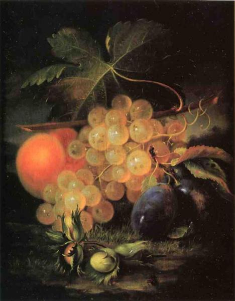 Still Life With Plum And Peach by George Forster