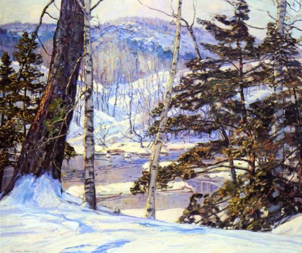 River Bank With Snow by George Gardner Symons Oil Painting Reproductions