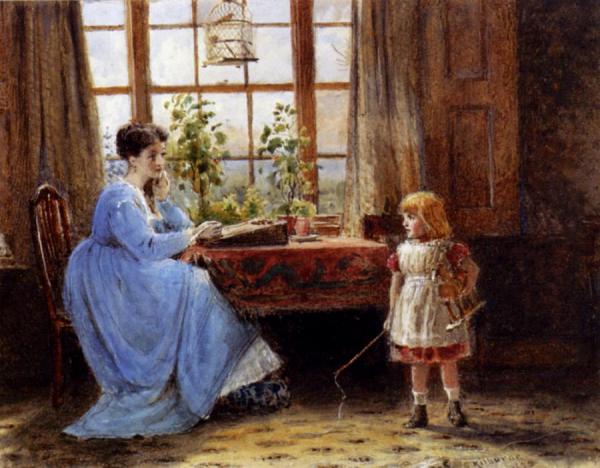 A Mother And Child In An Interior by George Goodwin Kilburne