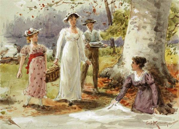 A Woodland Picnic by George Goodwin Kilburne