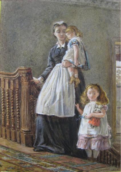 Governess With Two Girls by George Goodwin Kilburne