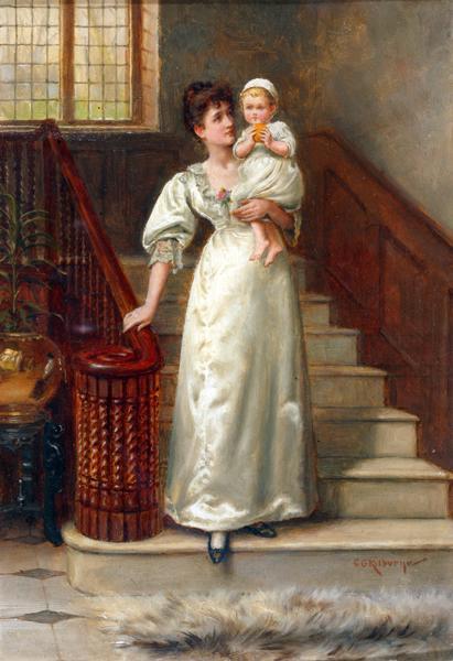 On The Staircase by George Goodwin Kilburne