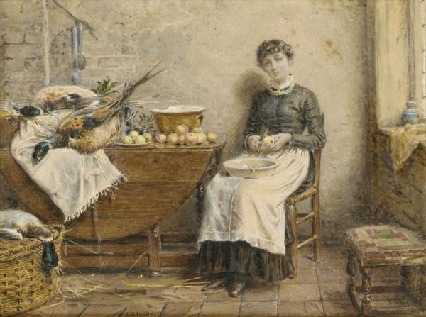 Peeling Apples by George Goodwin Kilburne