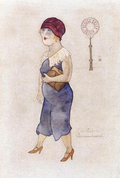 Elsa Rat In Her Walking Dress by George Grosz