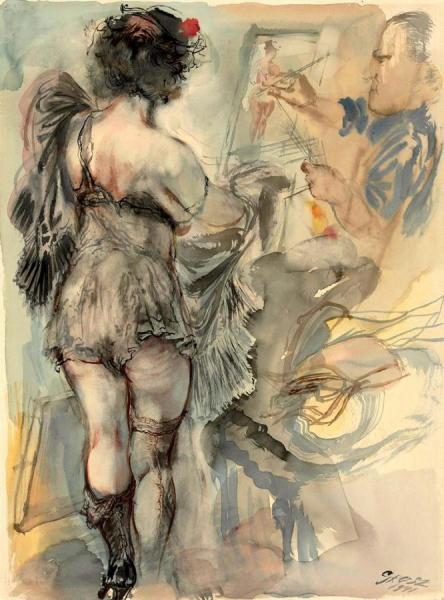 Model In Costume by George Grosz