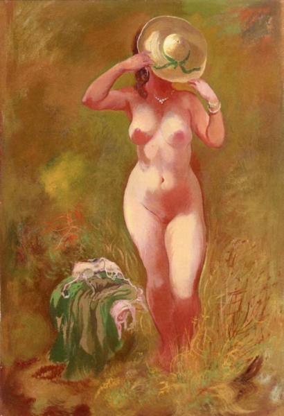 Nude With Straw Hat by George Grosz