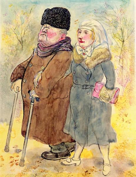 Old An And Nurse by George Grosz