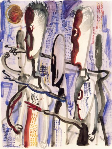 Stickmen In Blue by George Grosz Oil Painting Reproductions