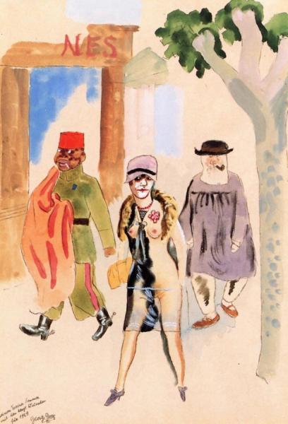 Street Scene In Marseille by George Grosz