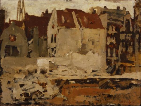 Bouwput Voor De Grand Bazar De La Bourse Aan De Nieuwendijk Te Amsterdam by George Heidrik Breitner