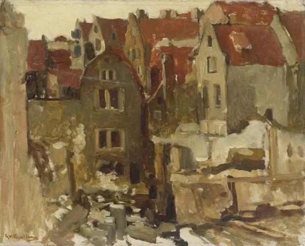 Demolition Of The Grand Bazar De La Bourse In Amsterdam At The Nieuwendijk by George Heidrik Breitner