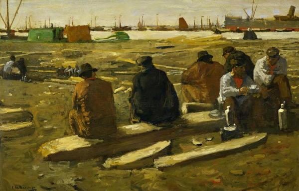 Lunch Break At The Building Site In The Van Diemenstraat In Amsterdam by George Heidrik Breitner