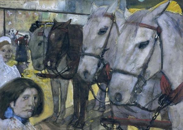 Tram Horses On Dam Square In Amsterdam by George Heidrik Breitner