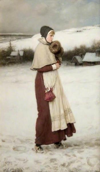 George Henry Boughton Girl With A Muff, Winter Scene