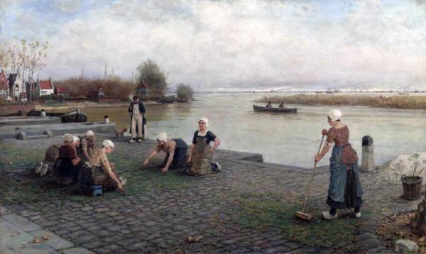 Weeding The Pavement by George Henry Boughton