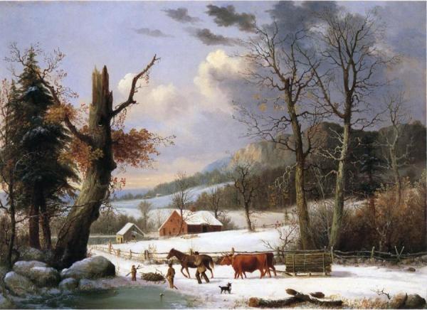George Henry Durrie Gathering Wood For Winter