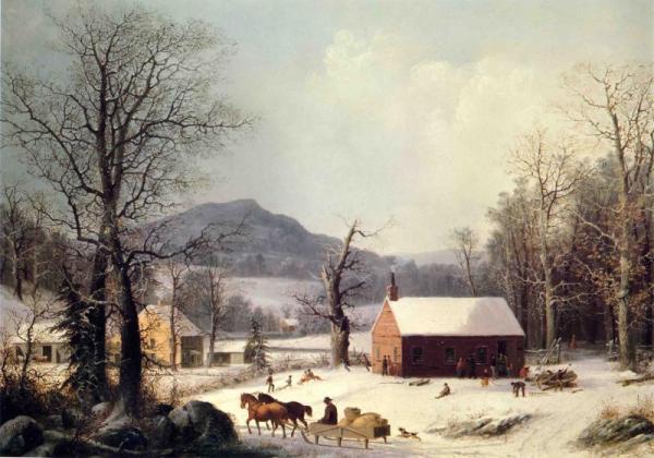 George Henry Durrie Red School House, Winter