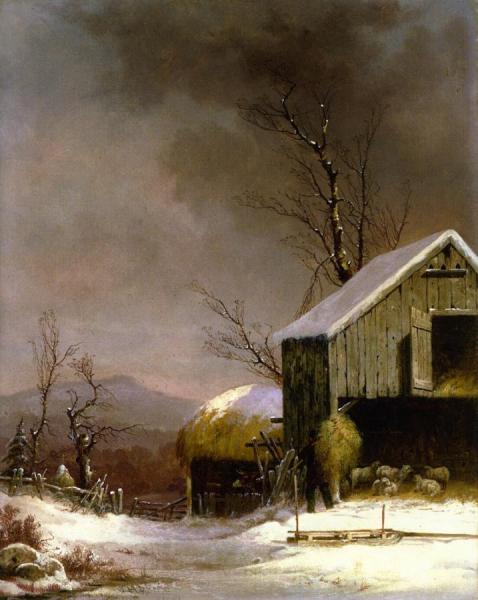 George Henry Durrie Winter Farm Scene, Connecticut