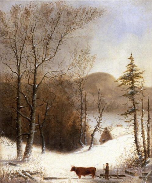 Winter Landscape With Log Cart by George Henry Durrie