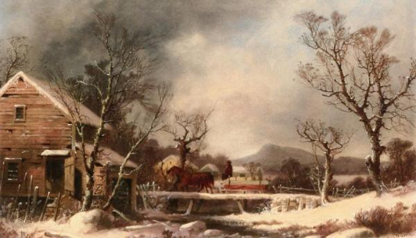 Winter, The Old Mill by George Henry Durrie