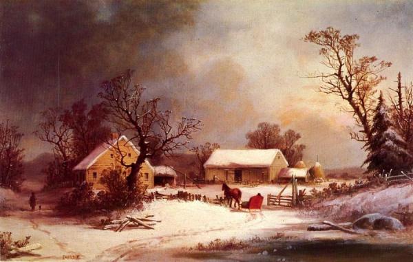 Winter-time On The Farm by George Henry Durrie Oil Painting Reproductions