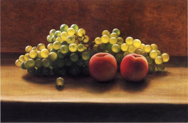 Peaches And Grapes On A Tabletop by George Henry Hall