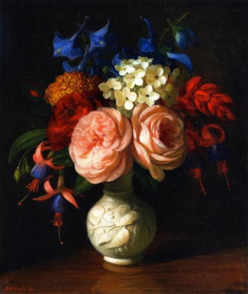 Still Life With Flowers: Red Roses by George Henry Hall Oil Painting Reproductions