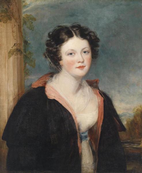 Portrait Of A Young Lady With A Black Cloak by George Henry Harlow