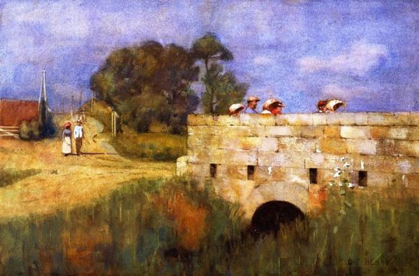 Fieldworkers Crossing A Bridge by George Henry