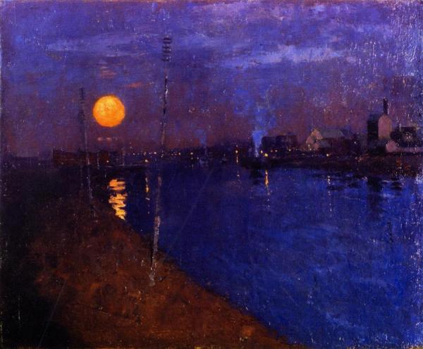 George Henry River Landscape By Moonlight