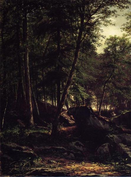 Appalachian Landscape With Figure Carrying A Syche by George Hetzel