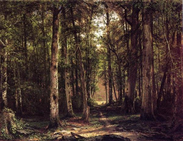 Forest Scene With Mother And Child by George Hetzel