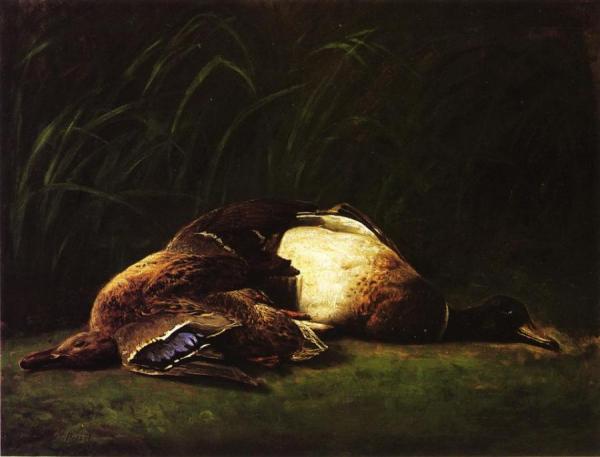 Nature Mort - Hen And Drake Mallard by George Hetzel