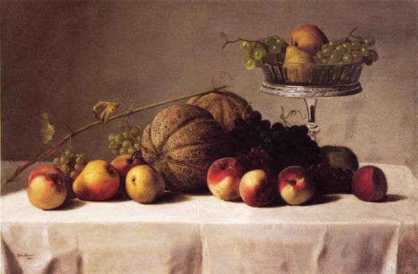 Still Life Of Summer Fruit by George Hetzel
