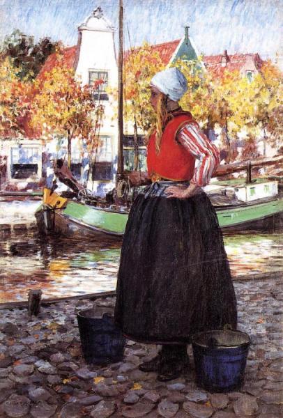 Woman Along Canal by George Hitchcock