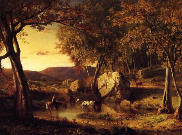 Summer Days, Cattle Drinking Late Summer, Early Autumn by George Inness