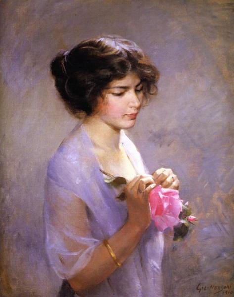 Young Lady With Rose by George Laurence Nelson