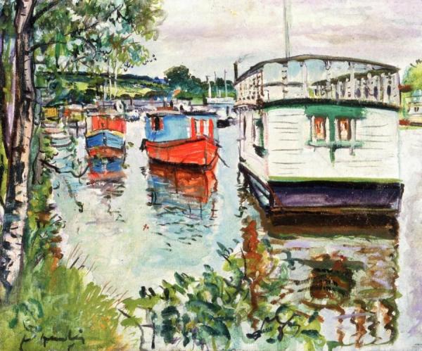House Boats At Balloch by George Leslie Hunter Oil Painting Reproductions