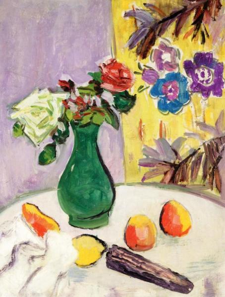 Roses In A Green Vase by George Leslie Hunter Oil Painting Reproductions