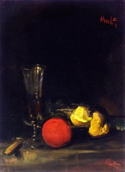 Still Life Of Fruit And A Wine Glass by George Leslie Hunter
