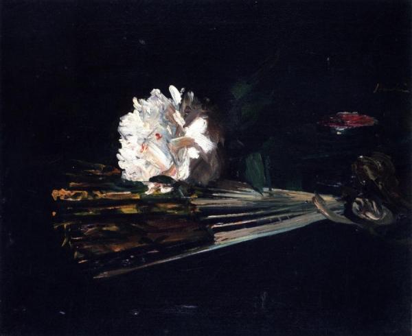 Still Life With A Fan And A Carnation by George Leslie Hunter