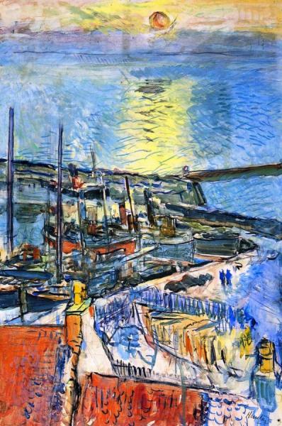 Sunrise Over Fife Harbour by George Leslie Hunter