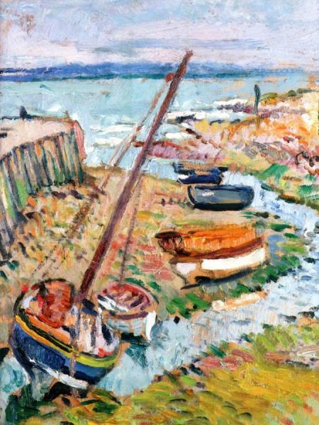 The Harbor At Largon by George Leslie Hunter