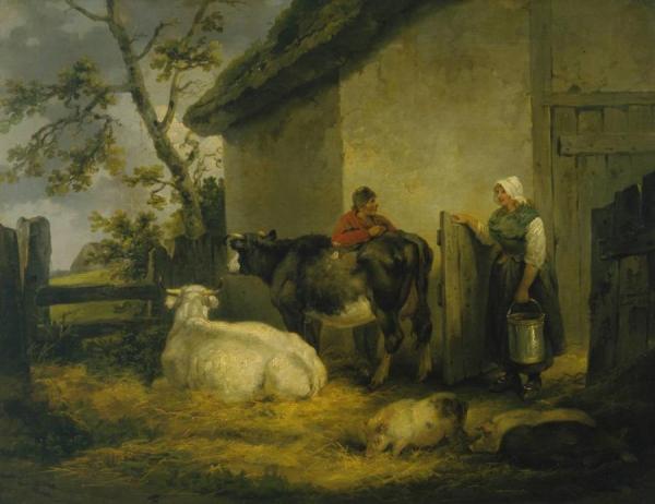 Cowherd And Milkmaid by George Morland